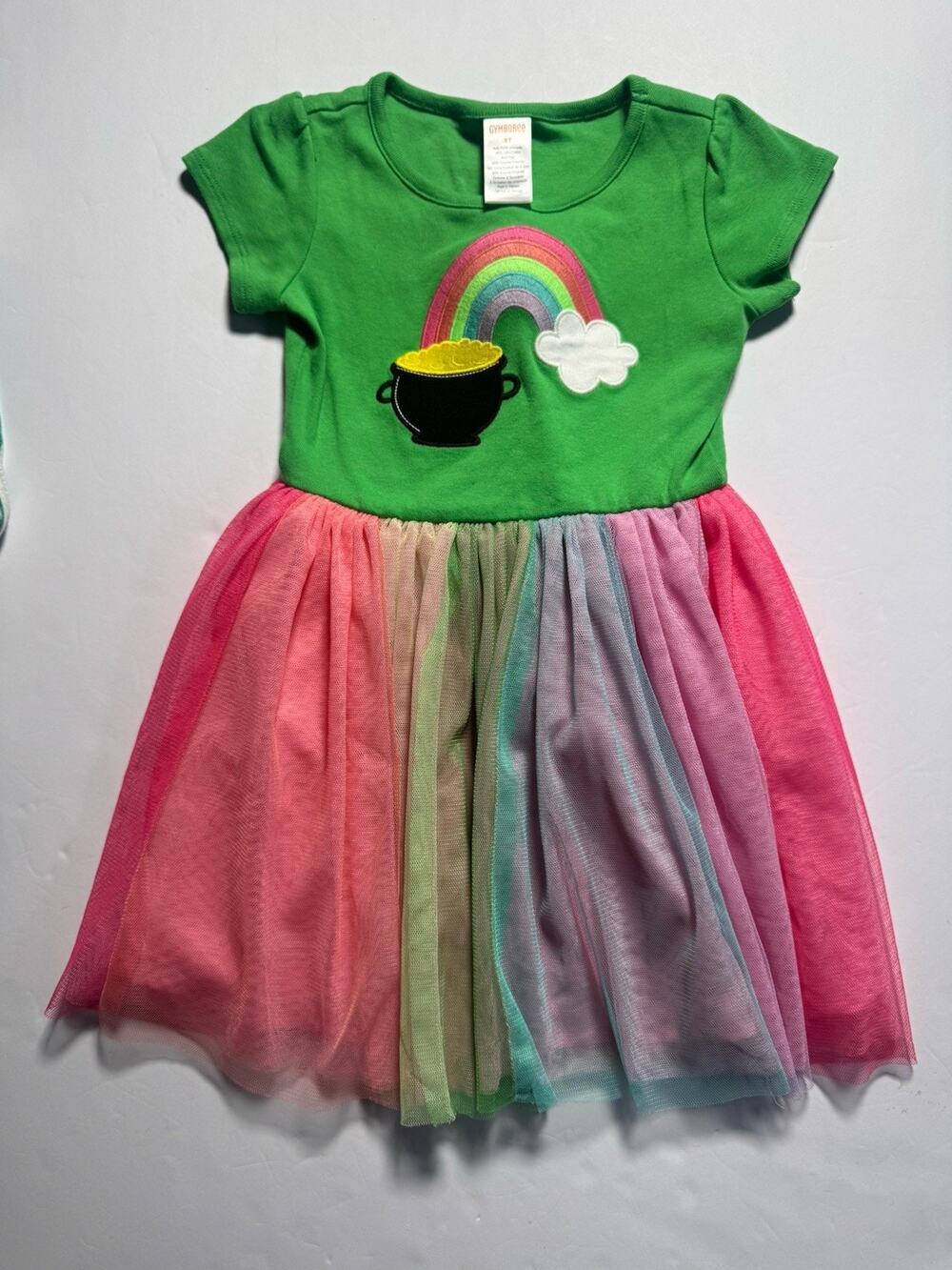 Gymboree Girls 3T St Patrick’s Day Rainbow Pot of Gold Tulle Dress Green